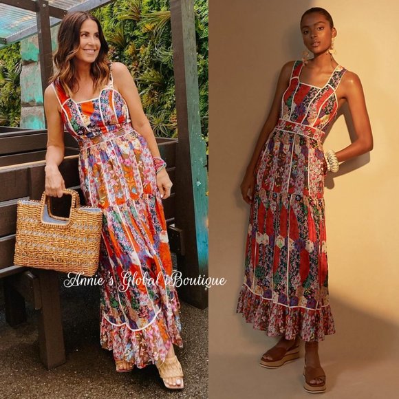RARE NWT ANTHROPOLOGIE BHANUNI By JYOTI Square Neck Bohemian Maxi Dress. - Picture 15 of 16